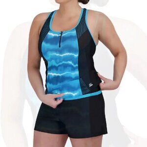 NEW ZeroXposur Womens Scuba Racerback Tankini Swimsuit Top Pacific Small